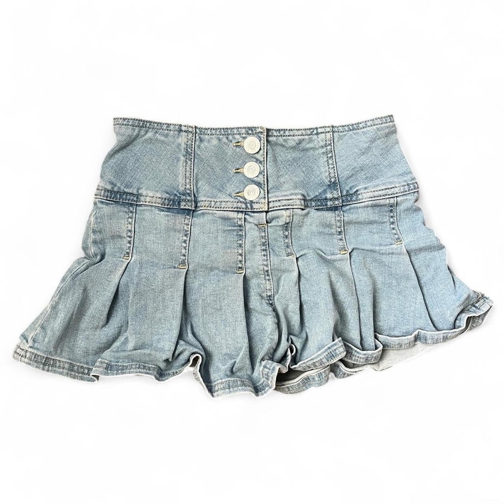 Urban Outfitters BDG Light Wash Pleated Button Denim Mini Skirt XS
